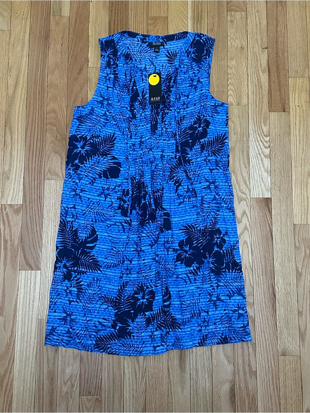 a.n.a Blue and Black Tropical Midi Dress